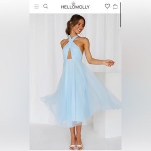 Hello Molly Little Tulle Much Midi Dress Blue